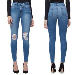 Good American Good Waist distressed Skinny Jeans Blue size 6/28